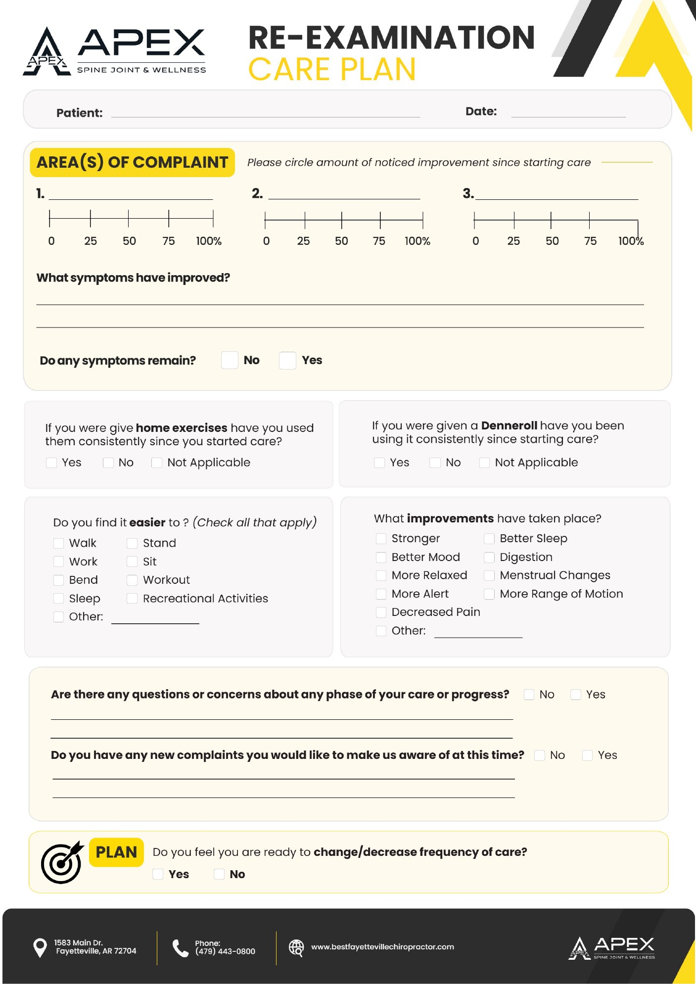 Apex re-examination care plan form