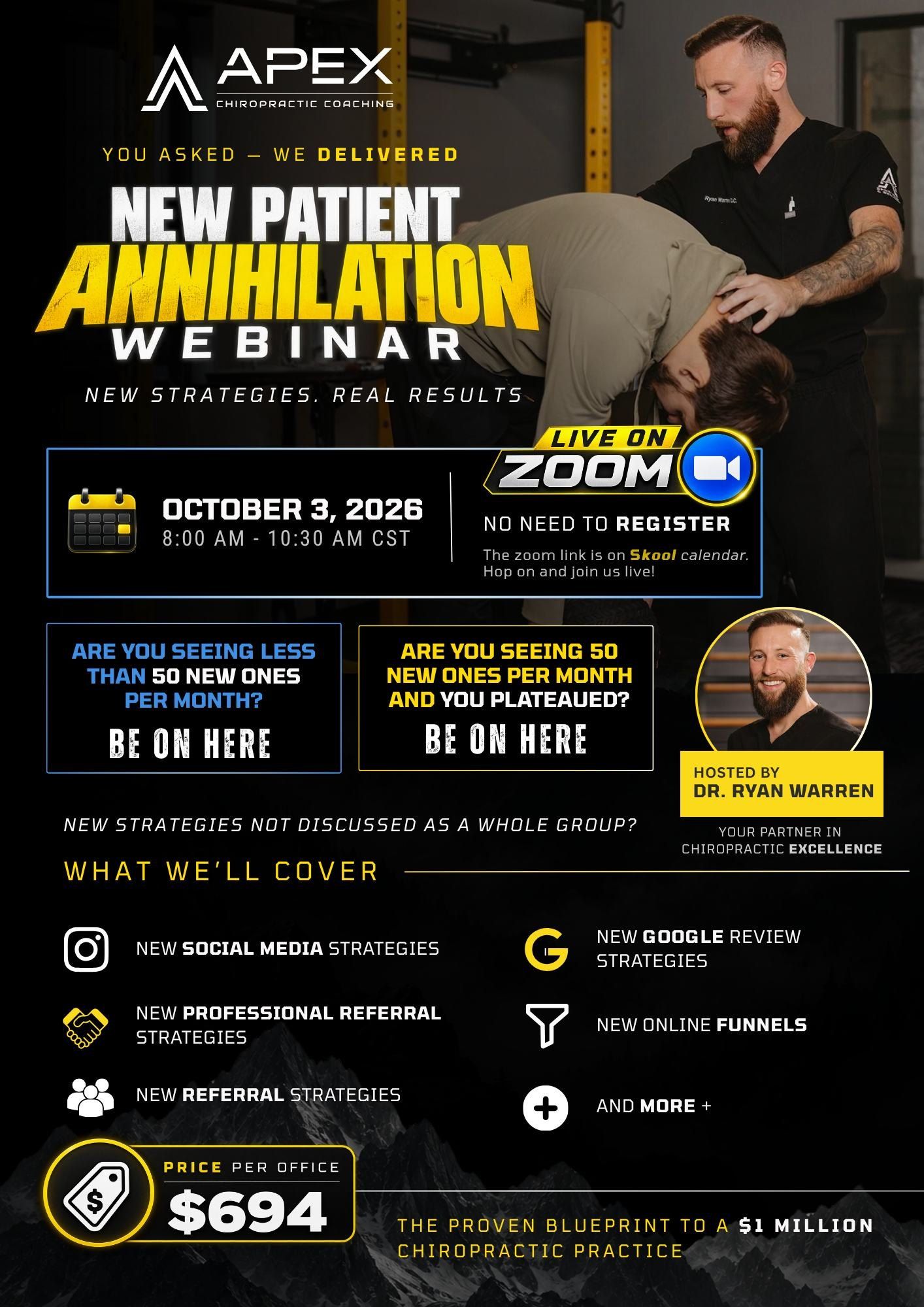 Apex new patient webinar flyer