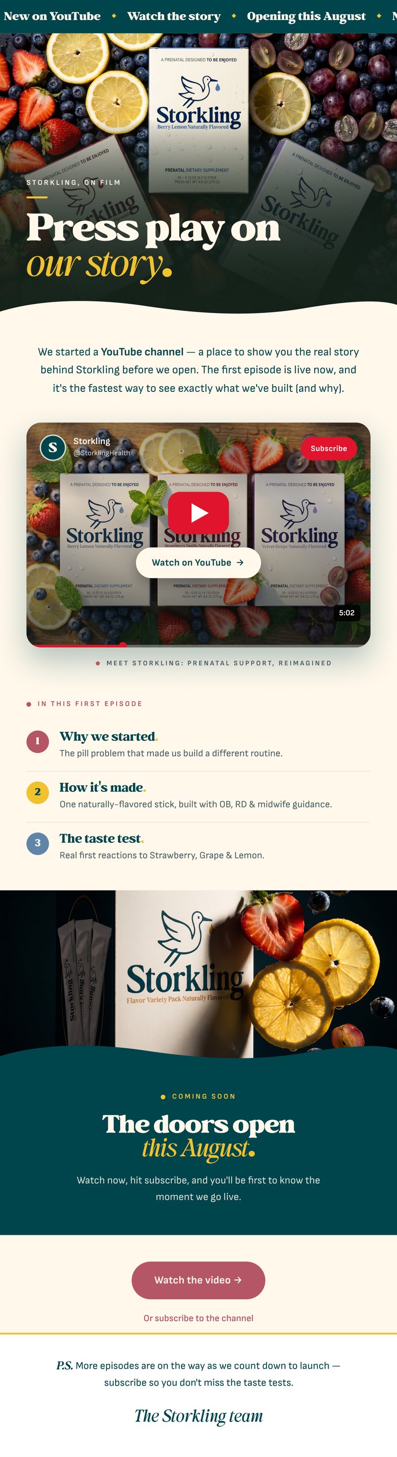 Storkling YouTube series email