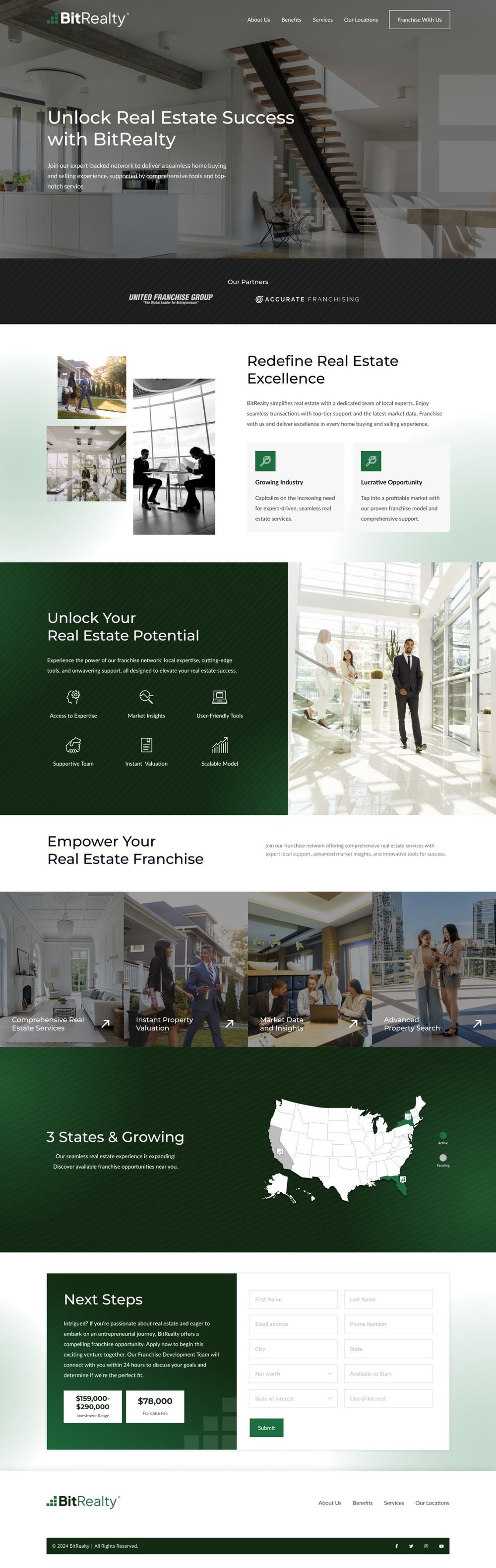 BitRealty real estate franchise landing page