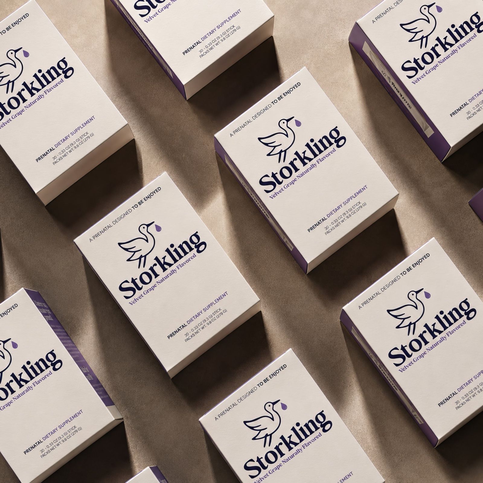 Storkling prenatal boxes in a diagonal grid